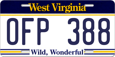 WV license plate OFP388