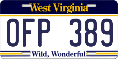WV license plate OFP389