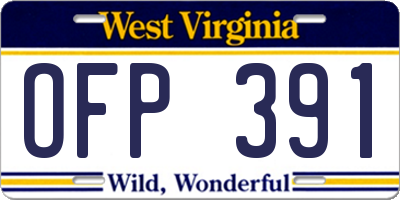 WV license plate OFP391