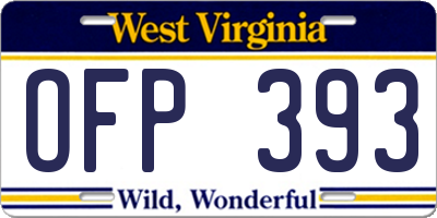 WV license plate OFP393