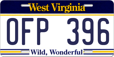 WV license plate OFP396