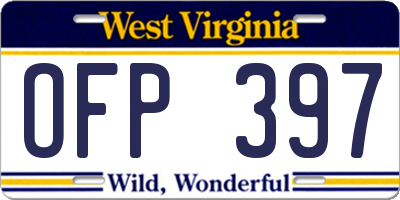 WV license plate OFP397