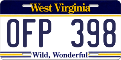 WV license plate OFP398