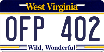 WV license plate OFP402