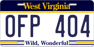 WV license plate OFP404
