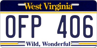 WV license plate OFP406