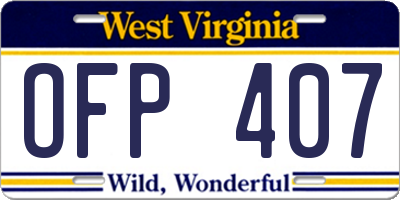 WV license plate OFP407