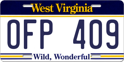 WV license plate OFP409