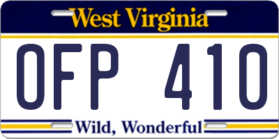 WV license plate OFP410