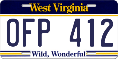 WV license plate OFP412