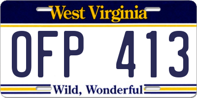 WV license plate OFP413