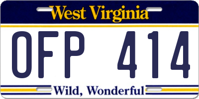 WV license plate OFP414