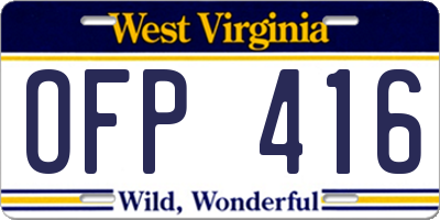 WV license plate OFP416