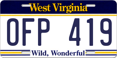 WV license plate OFP419