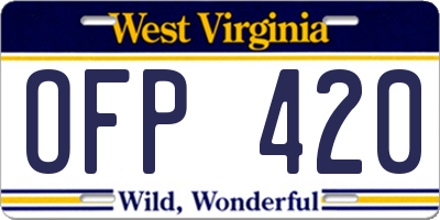 WV license plate OFP420