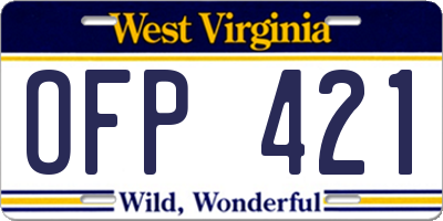 WV license plate OFP421