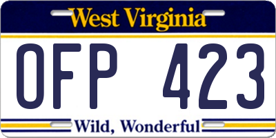 WV license plate OFP423
