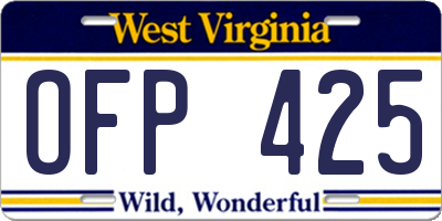 WV license plate OFP425