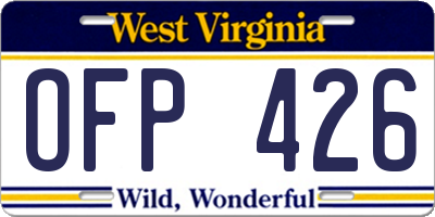 WV license plate OFP426