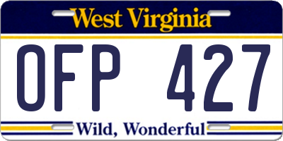 WV license plate OFP427