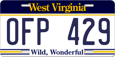 WV license plate OFP429