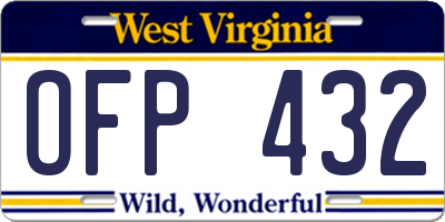 WV license plate OFP432