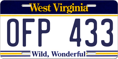 WV license plate OFP433