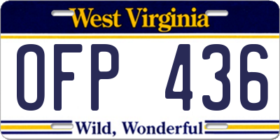 WV license plate OFP436