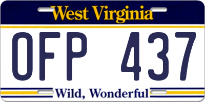 WV license plate OFP437