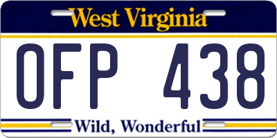 WV license plate OFP438