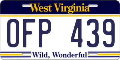 WV license plate OFP439