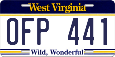 WV license plate OFP441