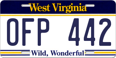 WV license plate OFP442