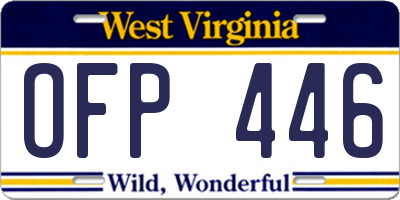 WV license plate OFP446