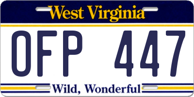 WV license plate OFP447
