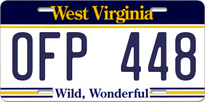 WV license plate OFP448