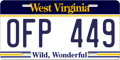 WV license plate OFP449