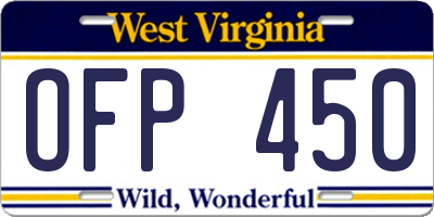 WV license plate OFP450