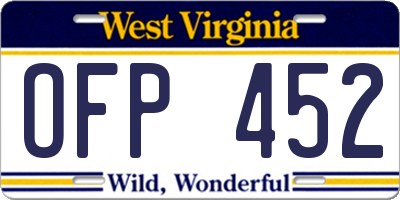 WV license plate OFP452