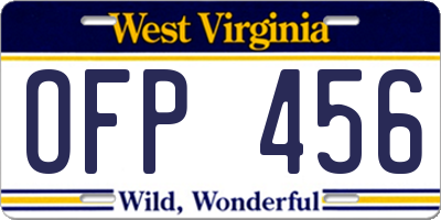 WV license plate OFP456