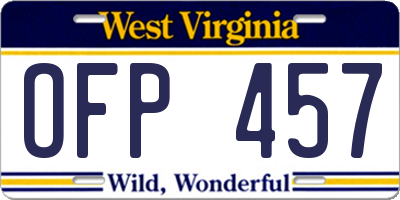 WV license plate OFP457