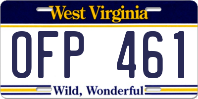WV license plate OFP461