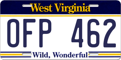 WV license plate OFP462