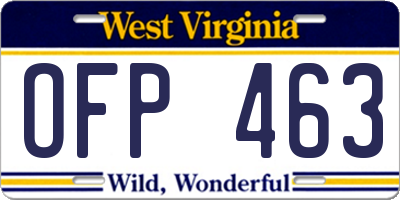 WV license plate OFP463
