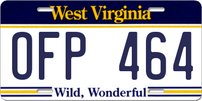 WV license plate OFP464