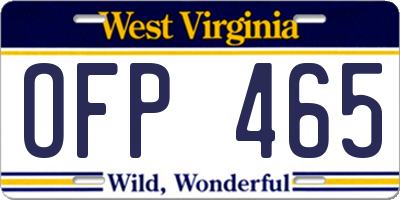 WV license plate OFP465