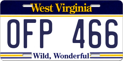 WV license plate OFP466