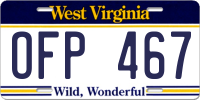 WV license plate OFP467