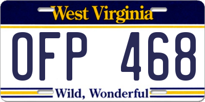 WV license plate OFP468