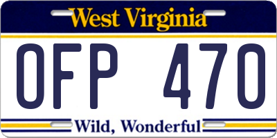 WV license plate OFP470